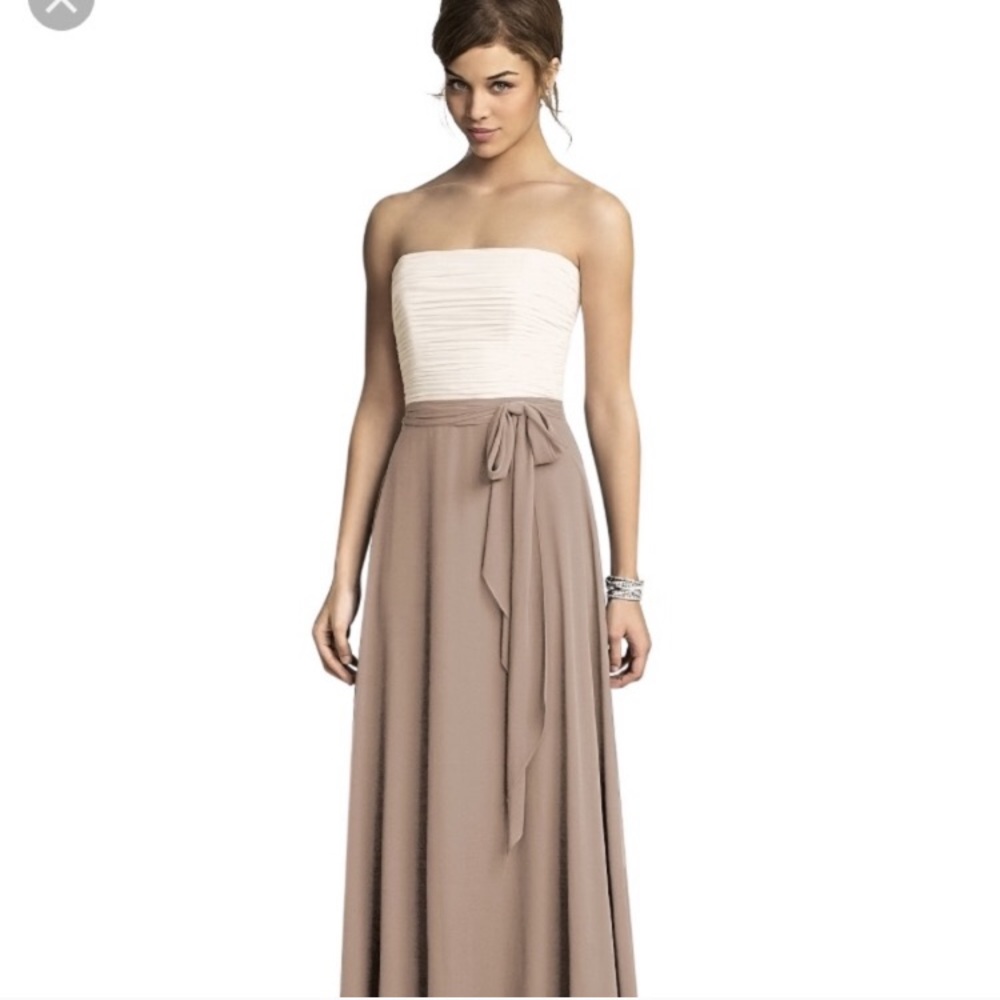 A line floor length gown. After six.